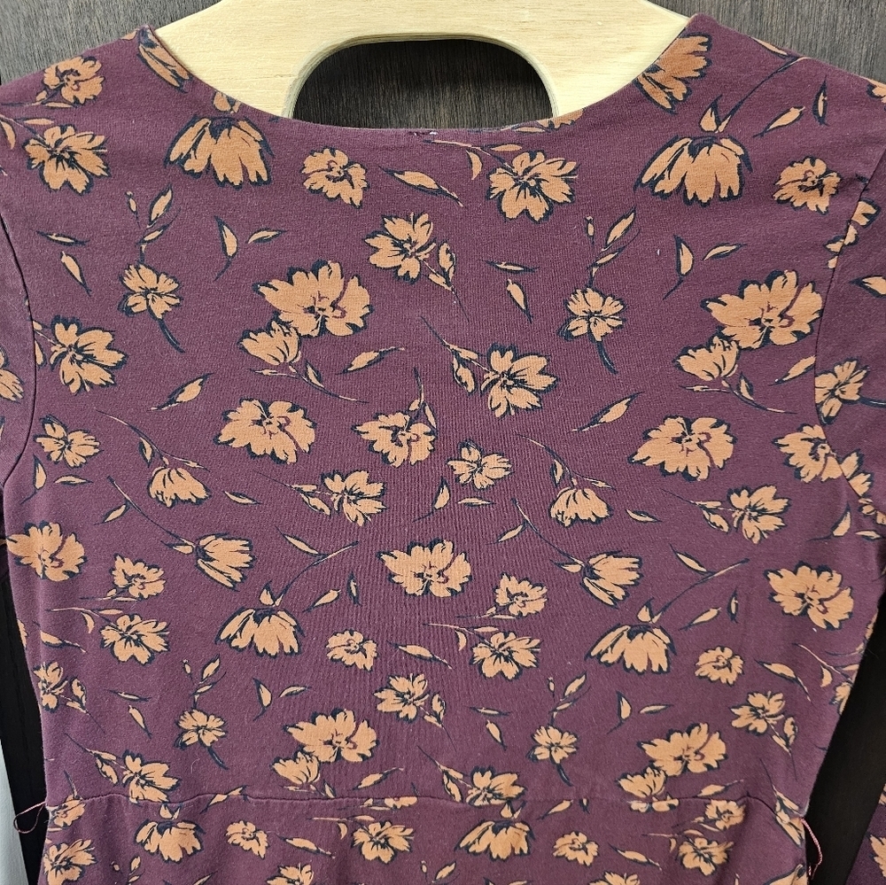 Pact Floral Dress Organic Cotton Stretch Burgundy Orange XXL Comfort Breathable - Picture 8 of 9